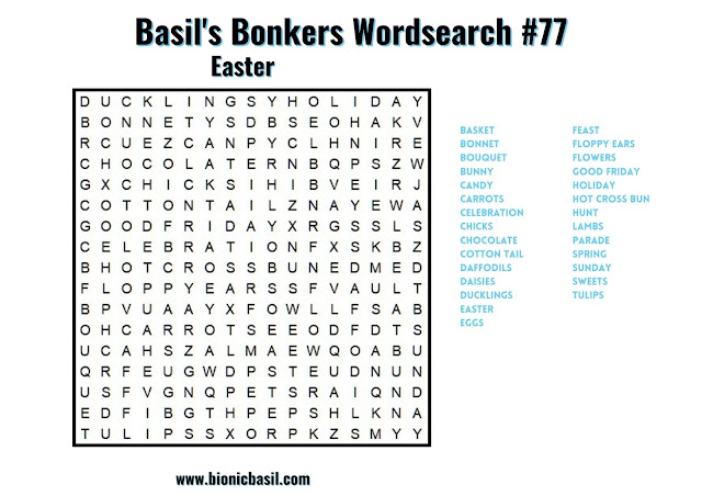 Brain Training with Professor Basil #76 Easter Wordsearch 77  @BionicBasil® Downloadable Puzzle Fur Purrsonal Use Only