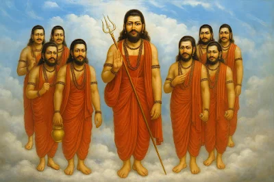 The 9 Nath siddhas in the clouds