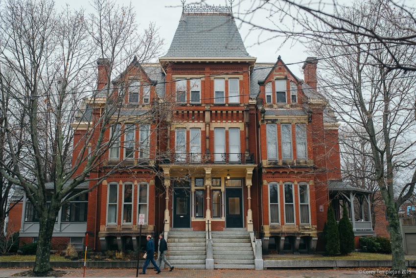 Portland, Maine November 2015 photo by Corey Templeton. Beautiful old building at 119 Pine Street in the West End built in 1876 and designed by Francis H. Fassett.