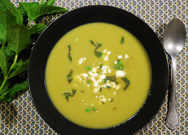 Velouté de cosses feta menthe