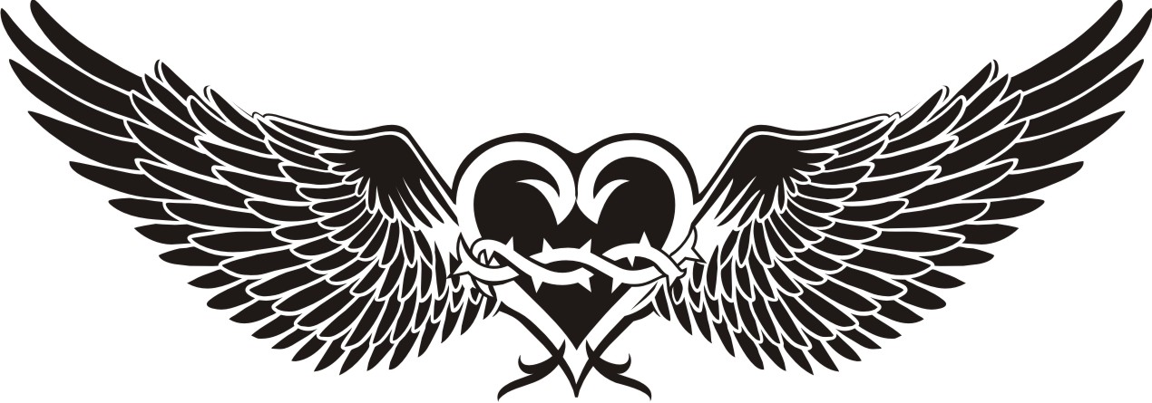 United States flag style heart wings tattoo picture.