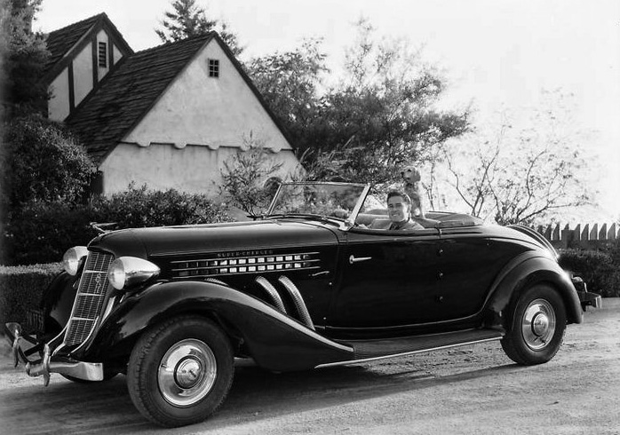 Errol Flynn and his Auburn Speedster