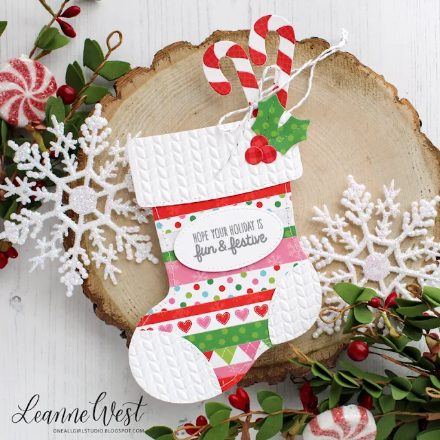 Sunny Studio Stamps: Happy Owlidays Foxy Christmas Santa's Stocking Dies Christmas Themed Cards by Leanne West