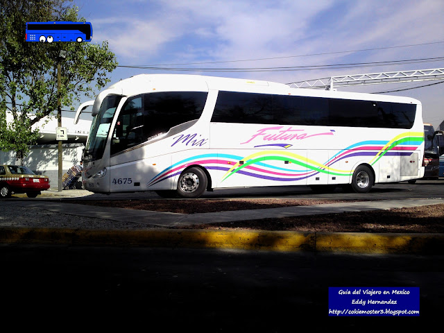 Futura Mix, Scania irizar PB, en la central del Norte de la Ciudad de Mexico