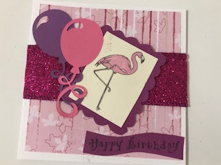 handmade flamingo birthday card