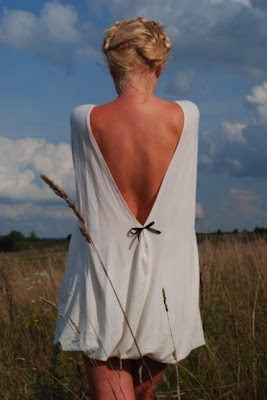 Cozy white dress - lithuanian designer - summer dress - naked back dress