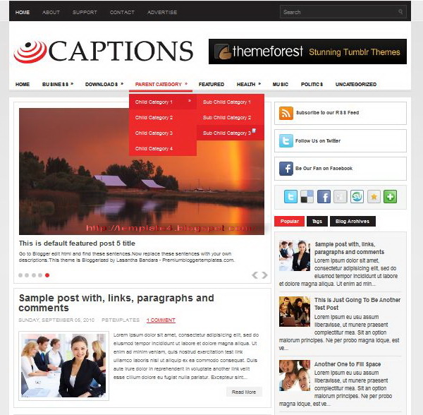 Captions Blogger Template