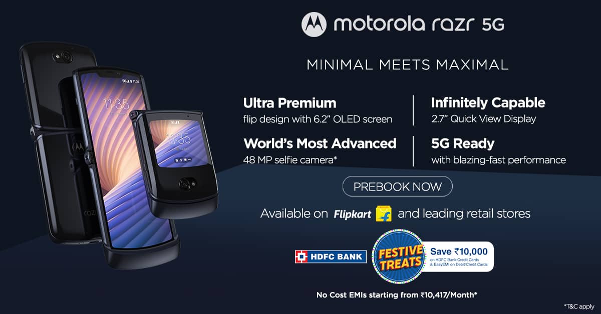 Motorola moto Razr 5G the clamshell beauty launched in india at Rs 1,24,999