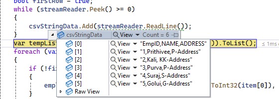 CSV File List Data in List od String