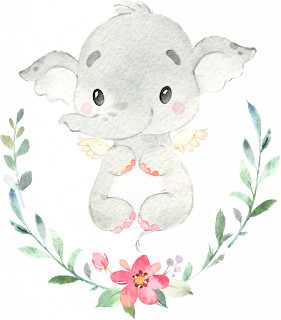 Baby Elephants in Watercolor: Free Download Images with Transparent Background.