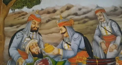Maharana Pratap giving water to sultan khan