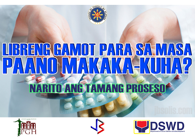 Free Medicine for the Poor A hindrance to the full recovery of many people who are burdened by illness is the ability to buy prescription drugs due to its high cost. In this situation, the first who are affected are our poor countrymen who are most in need of such medication, but has no money to buy them. President Duterte is aware of this situation, that is why through the President's Social Fund, he has allotted P1 Billion to fund the program Free Medicine of DSWD. Who are qualified to receive Free Medicine?  Families or individuals who are poor and indigent, vulnerable, or in a disadvantaged situation. Those who are from the informal sector, and the poor, according to the DSWD List. Individuals undergoing crisis as determined by Social Workers. Government employees including contractual workers. Relatives of soldiers and policemen who died or are injured in the line of duty. What are the required documents?  Any valid ID of the patient. If the patient has any representative, any valid ID of the representative as well as an authorization letter signed by the patient. Prescription of the Doctor that is within three months from the date of issue. It should bear the full name, signature, license number and phone number of the doctor. Proof of being indigent, like Barangay Certificate of Indigency or certificate coming from the Medical social service of the hospital. In which areas are the programs being implemented? University of the Philippines - Philippine General Hospital (UP-PGH), for NCR Region. Jose B. Lingad Memorial Hospital (JBLMH), City of San Fernando, Pampanga, for Region III. Western Visayas Medical Center (WVMC), Iloilo City, for Region VI. Vicente Sotto Memorial Medical Center (VSMMC), Cebu City, for Region VII. Southern Philippines Medical Center (SPMC), Davao City, for Region XI. Davao Regional Hospital (DRH), Tagum City, also for Region XI.  How is the program being implemented? Gather and complete all the documents needed. The patient or his/her representative should bring the prescription to the hospital pharmacy or to any accredited drug store. The pharmacy or drug store will issue a quotation for the required medicine. The patient or his/her representative will submit the quotation along with all the other documents to the DSWD Social Worker. The Social Worker will examine the documents and the patient's situation. If the patient is eligible for aid, the Social Worker will give a Guarantee Letter (GL) wherein the kind and number of medicine, as well as the equivalent value, are written. The patient or his/her representative will present the guarantee letter to the pharmacy or drug store. The pharmacy or drug store will then give the free medicine to the person bearing the letter. The pharmacist will take the letter and stamp it with "ISSUED". The patient or his/her representative may again request for free medicine after three months.