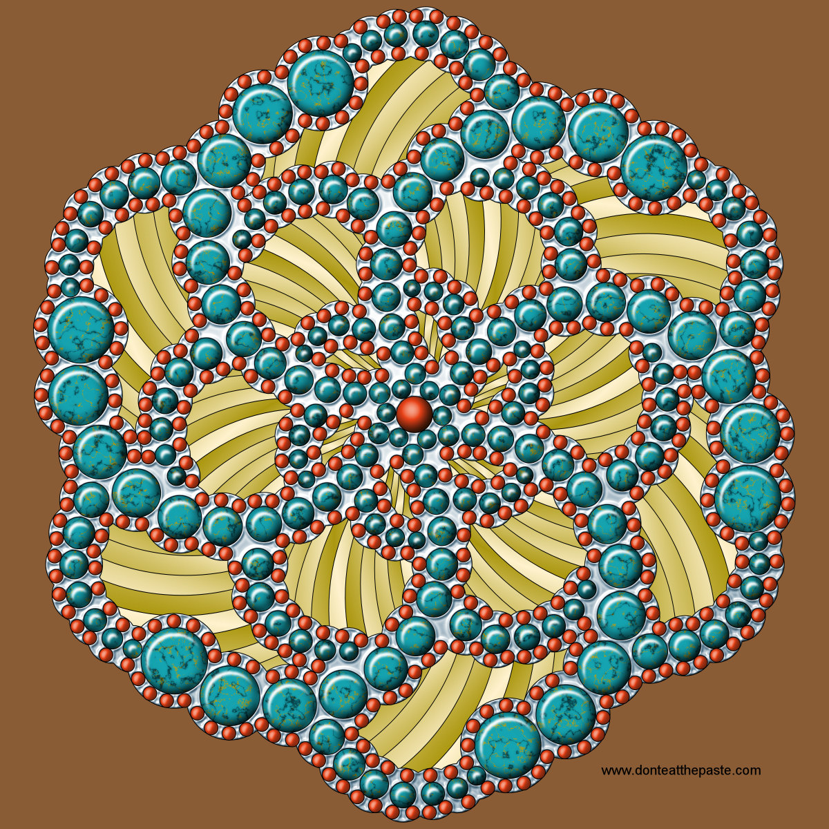 Dots mandala- turquoise and coral effect