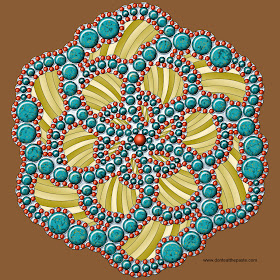 Dots mandala- turquoise and coral effect