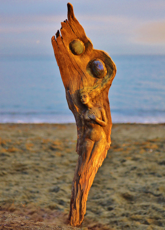 modern driftwood sculpture