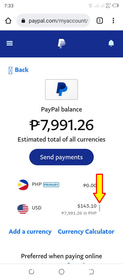 paypal convert currency