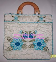 Blue Embroidery Handbag