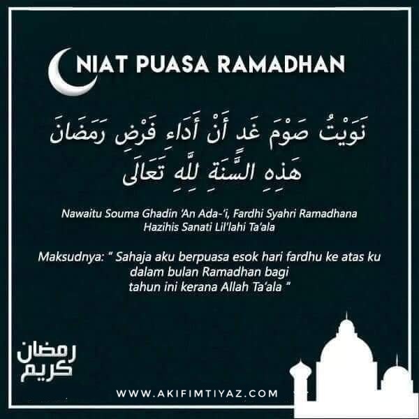 Lafaz Niat Puasa Ramadhan Harian  Dan Sebulan 