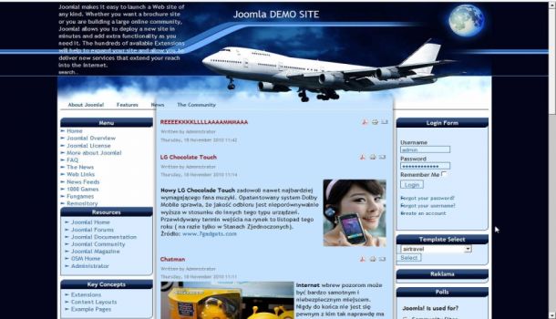 Air Travel Plane Blue Joomla Theme Template