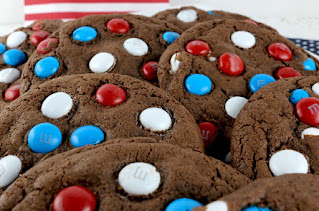 Patriotic Red, White & Blue chocolate cookies