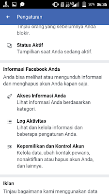 Log Aktivitas FB Lite