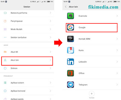 setting akun baru google android