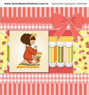 Girl Praying: First Communion Free Printable Candy Bar Labels. 