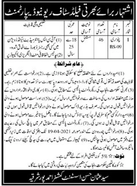 revenue-department-ahmadpur-sharqia-jobs-2021