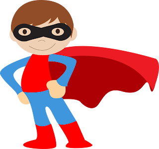 Kids dressed as Superheroes Clipart.