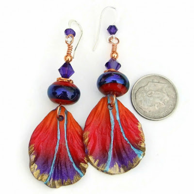 red purple gold polymer clay leaf jewelry gift for her