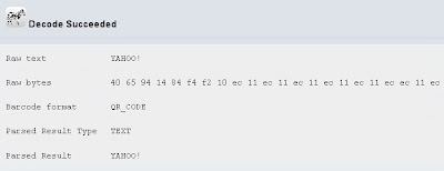 Yahoo QR code decode result