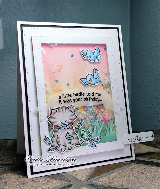 A Little Birdie Told Me Card by February Guest Designer Emily Lauritzen | Newton's Birthday Flutter Stamp Set by Newton's Nook Designs #newtonsnook