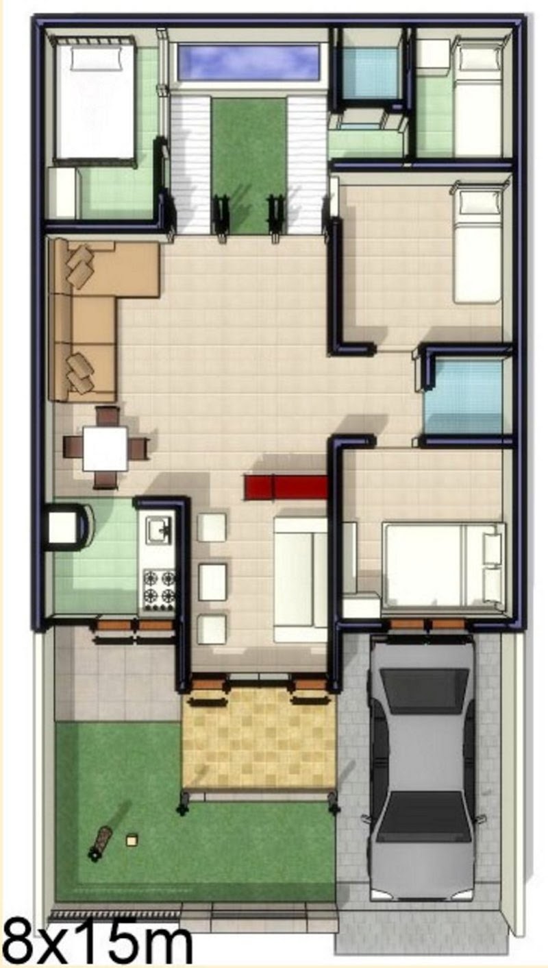 50+ Denah Rumah Minimalis 1 Lantai Ukuran 8x15, Info Penting!