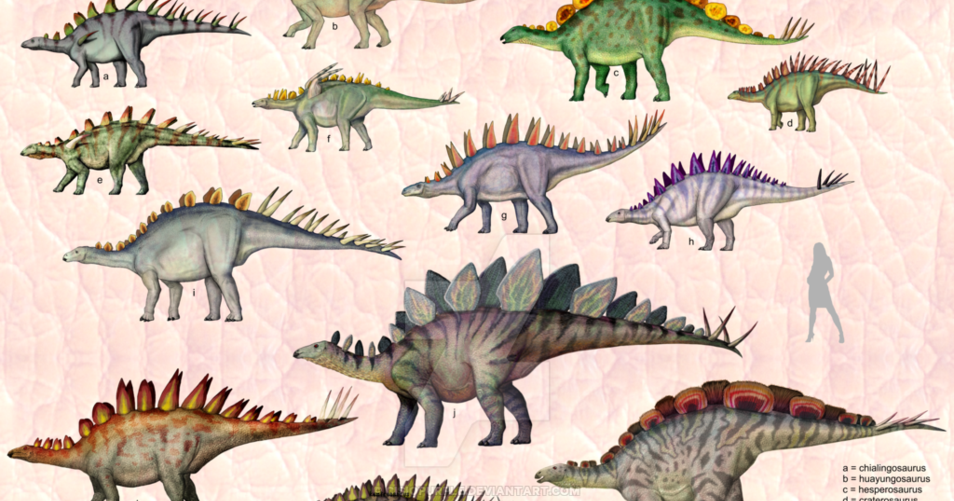 Perfil de estegossauro dino com espinhos e placas nas costas e