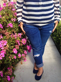 Old Navy Striped Shirt and Distressed Jeans