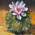 Desert Baby Oil Southwest Lanscape with Blooming Cactus By Amy Whitehouse