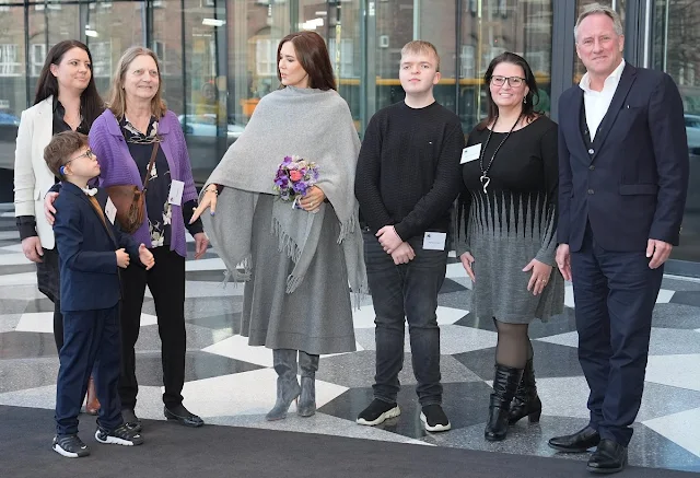 Queen Mary attended an event on the occasion of World Rare Diseases Day 2024. The Queen wore a gray cashmere cape