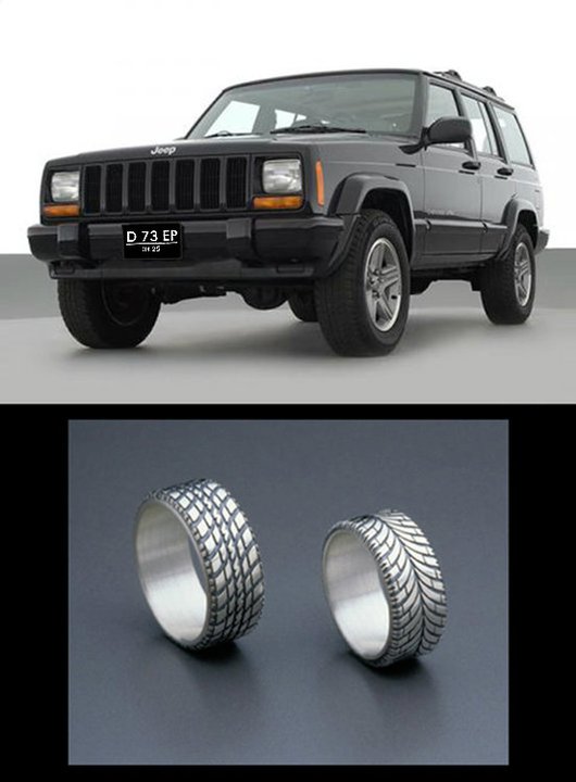  my MOST beloved soontobe Jeep Cherokee and tireshaped wedding ring 