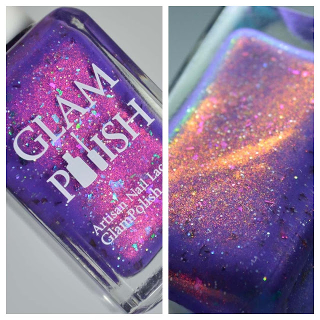 purple shimmer nail polish bottle