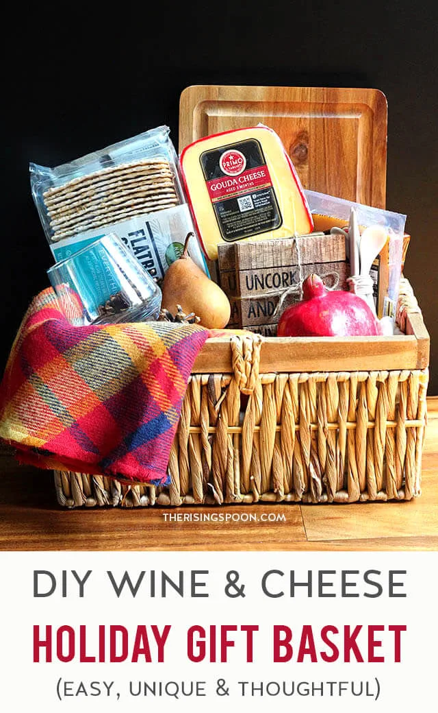 Need a thoughtful gift for a wine lover in your life? Surprise them with an easy wine & cheese gift basket! Assemble one in minutes with wine, cheese, crackers, fruit + a few complimentary goodies. You can make it as simple or fancy as you like. Get creative & have fun with it! Keep reading for more tips, ideas & inspiration. And remember, always drink responsibly!