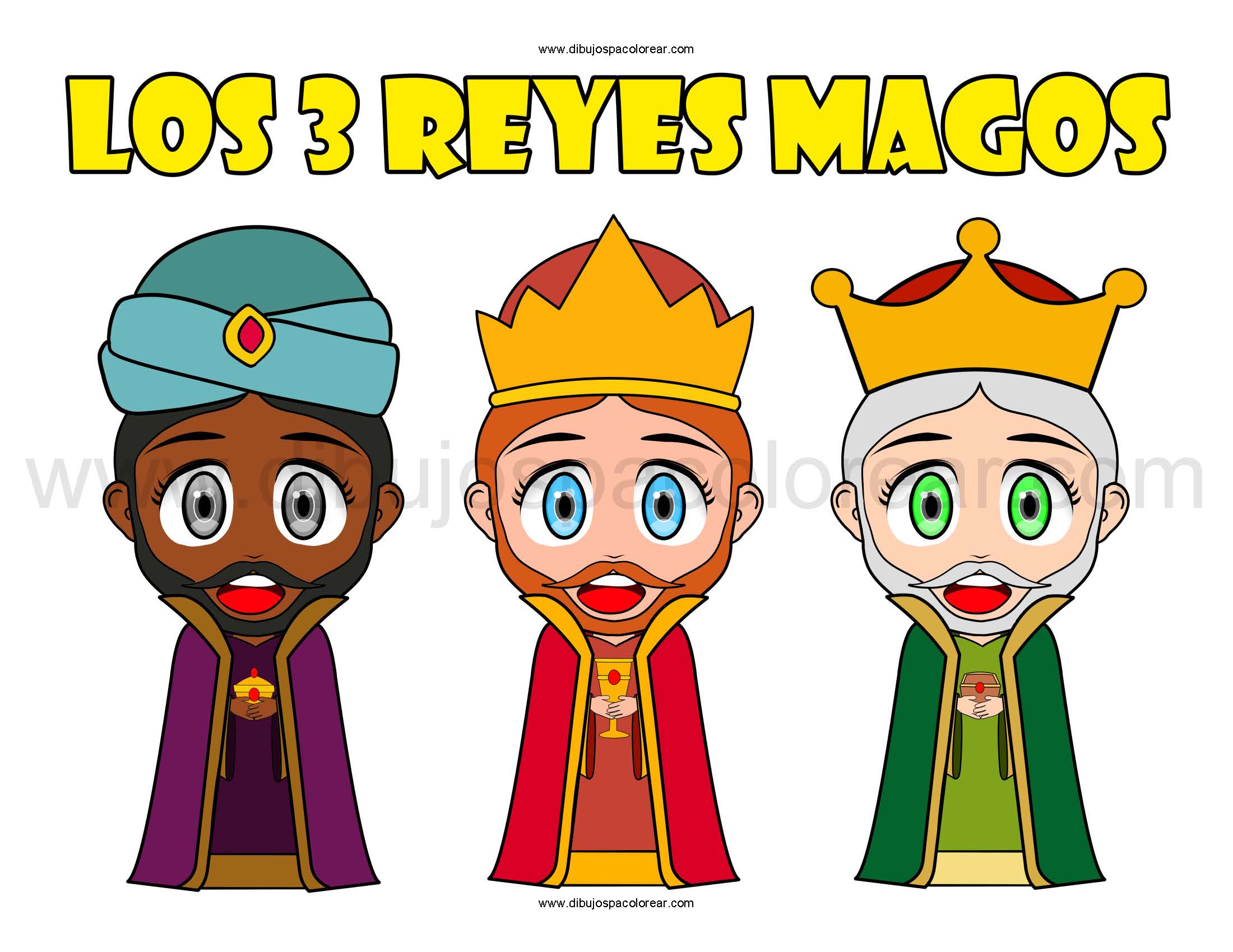 Los 3 Reyes Magos Dibujo a color y para colorear