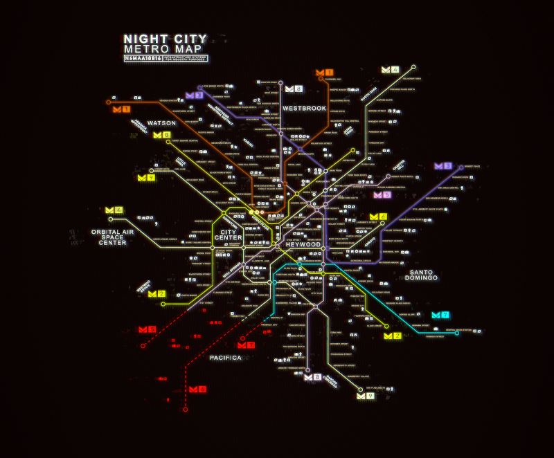 Cyberpunk 2077 Game Metro Map