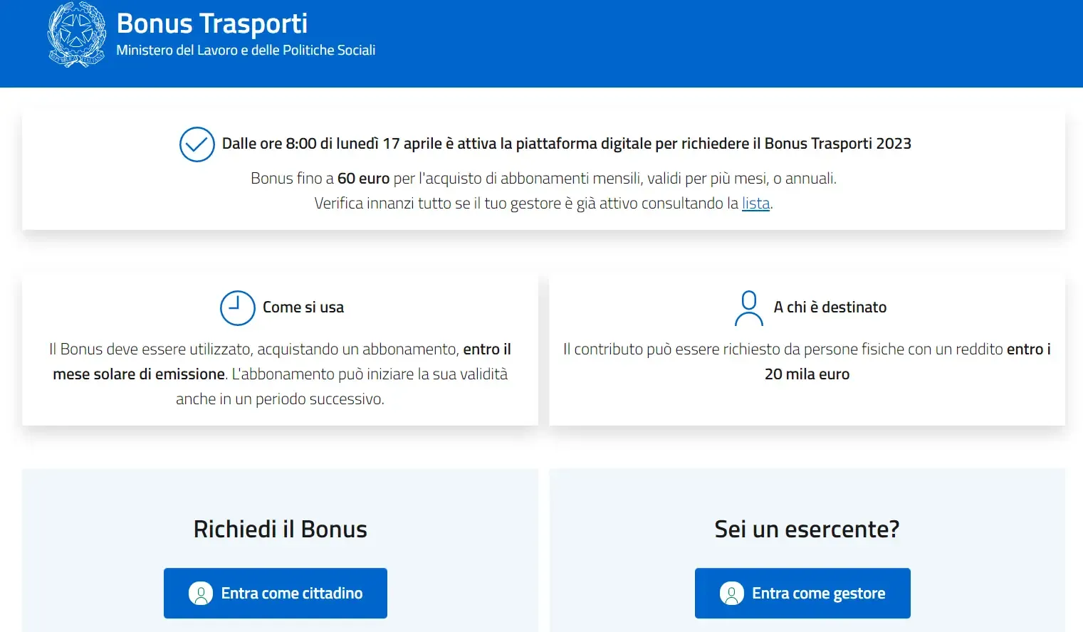 Bonus Trasporti 2023