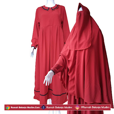 Gamis Syar'i Wolfis Ruqayyah Coklat Bata