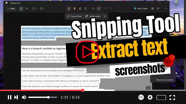 How to Extract text from screenshots with Snipping Tool