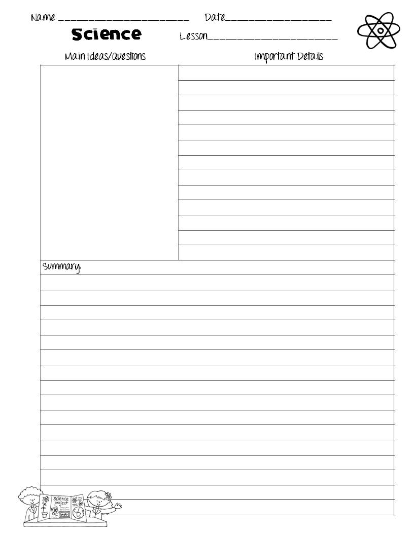 The Idea Backpack: Cornell Notes Templates for Science 