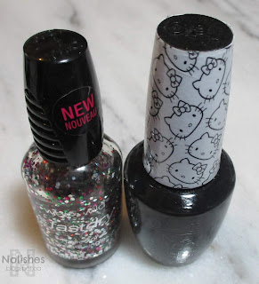 Wet n Wild Fastdry 'Party of Five Glitters', and OPI 'Never Have Too Mani Friends!'