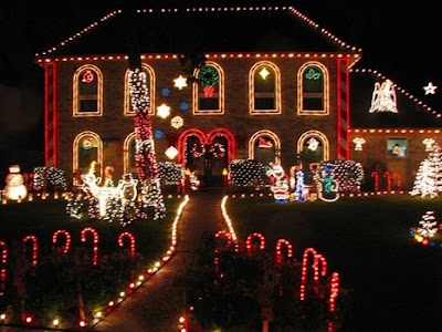 Home and yard decorated in Christmas lights for Holiday Lights of Houston