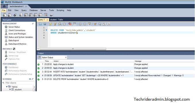 INSERT ,UPDATE and DELETE Query in MySQL Tech Rider