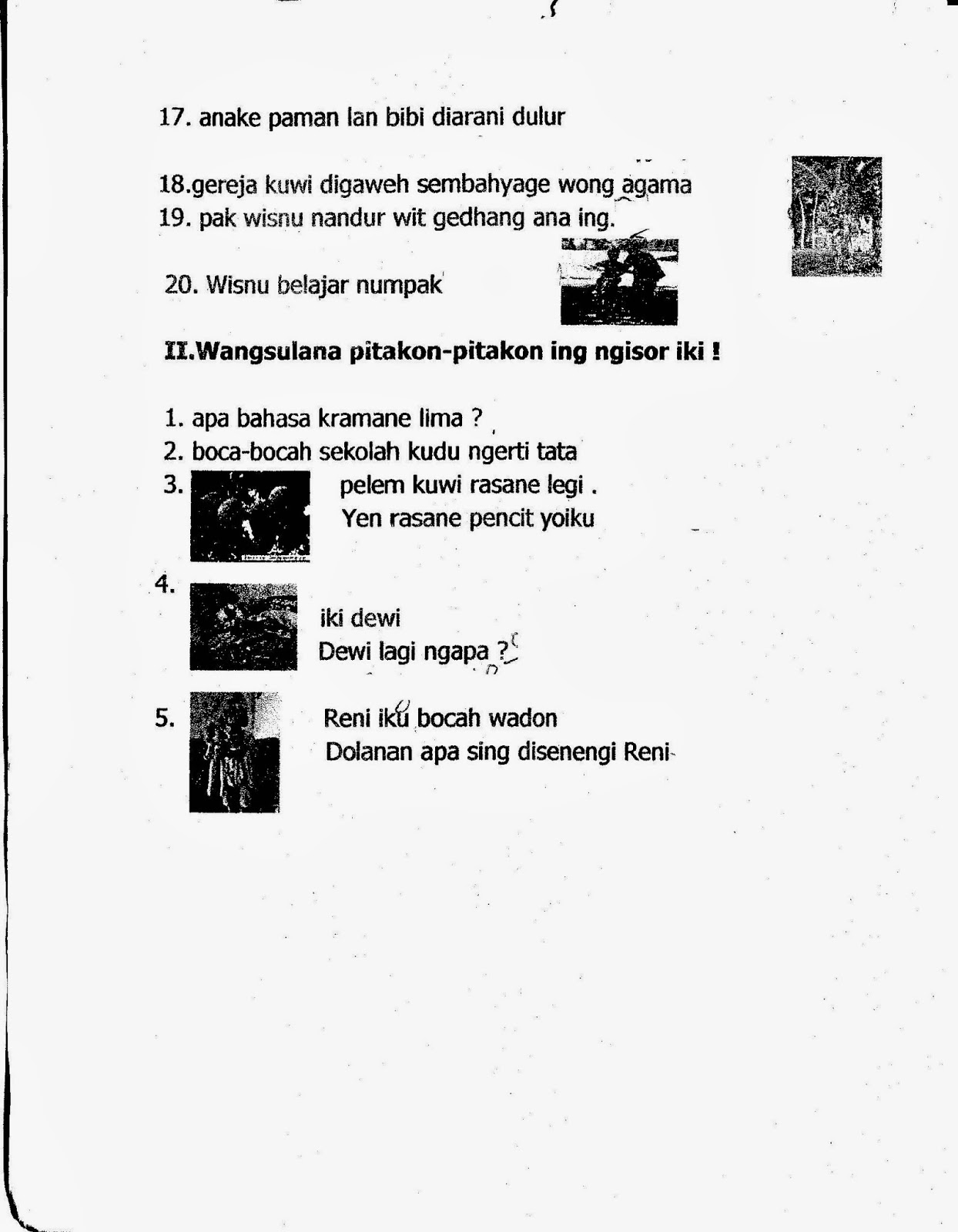 Ulangan Akhir Semester 1 SD Kelas 1 TA 2013 2014 Kurikulum 2013 Bahasa Jawa